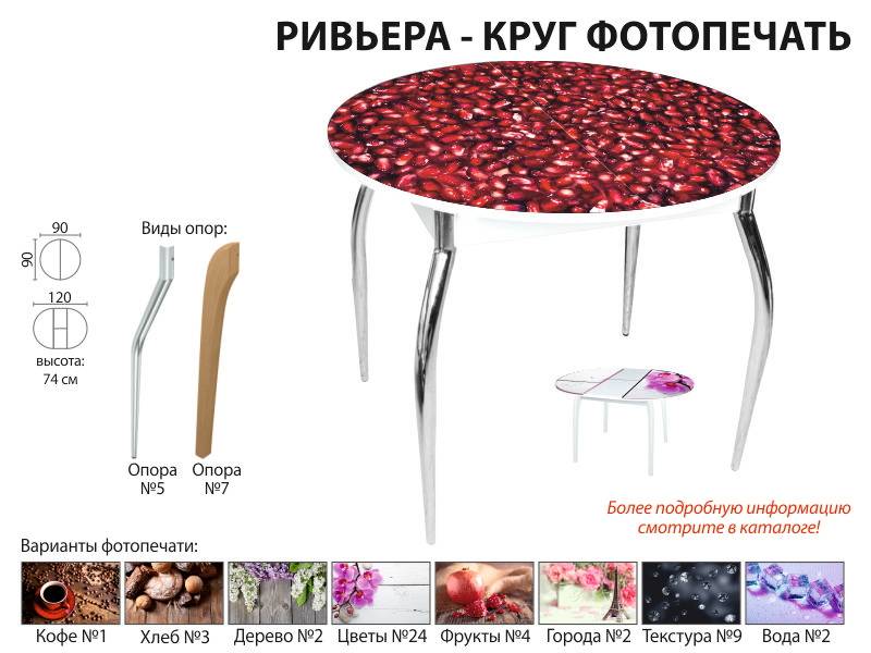 стол обеденный ривьера круг фотопечать в Красноярске