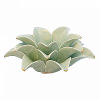 подсвечник керамический в виде лотоса с золотыми лепестками flower lotus pale green medium, 12 см в Красноярске