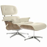 кресло eames style lounge chair & ottoman кремовое в Красноярске