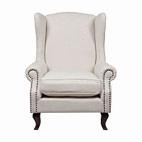 кресло мягкое с ушами белое collins wingback chair в Красноярске