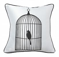 подушка с птичкой в клетке birdie in a cage white в Красноярске