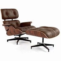 кресло eames style lounge chair & ottoman premium коричневое в Красноярске