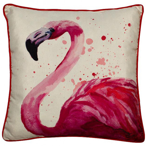 подушка квадратнаярозовый фламинго лен 45х45 см в Красноярске