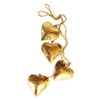 гирлянда новогодняя подвесная сердца золотые golden hearts, 65 см в Красноярске