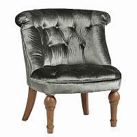 кресло sophie tufted slipper chair микровелюр серое в Красноярске