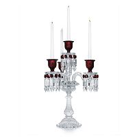 канделябр хрустальный с красными вставками на 4 свечи baccarat 3+1 от delight collection, 60 см в Красноярске