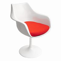 кресло tulip armchair бело-красное шерсть в Красноярске