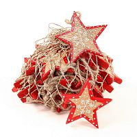 набор елочных украшений звезда деревянная с красным ободком christmas stars, 30 штук в Красноярске