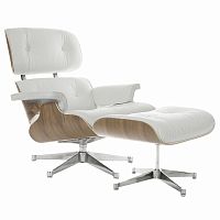 кресло eames style lounge chair & ottoman белое в Красноярске