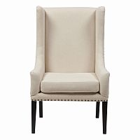 кресло мягкое с ушами белое nailhead fabric armchair в Красноярске