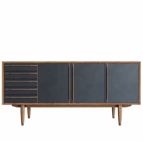 комод bruni black три дверки черный в Красноярске