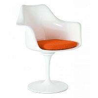 кресло tulip armchair бело-оранжевое шерсть в Красноярске