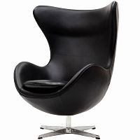 кресло с подлокотниками arne jacobsen style egg chair черное в Красноярске