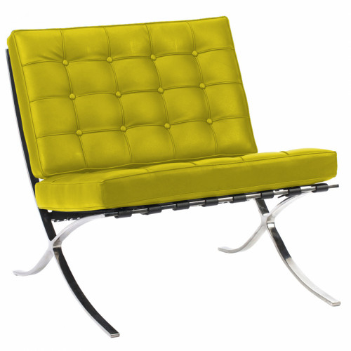 кресло barcelona chair экокожа лимонное в Красноярске