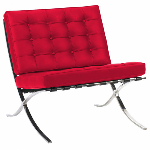 кресло barcelona chair экокожа красное в Красноярске